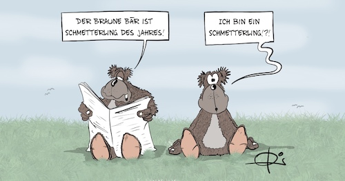 Cartoon: 131120braunerbaer (medium) by Marcus Gottfried tagged bär,schmetterling,2021,tier,des,jahres,braun,bär,schmetterling,2021,tier,des,jahres,braun