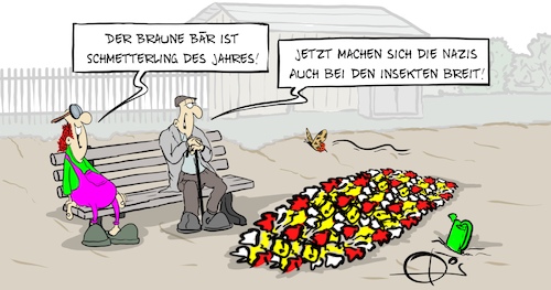 Cartoon: 131120naziinsekten (medium) by Marcus Gottfried tagged nazi,rechts,insekten,brauner,bär,schmetterling,des,jahres,nazi,rechts,insekten,brauner,bär,schmetterling,des,jahres