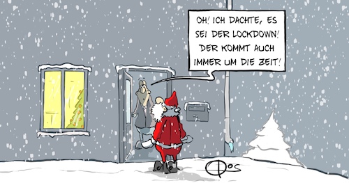 Cartoon: 20211221-Lockdown (medium) by Marcus Gottfried tagged lockdown,corona,covid,weihnachsmann,weihnachten,ritual,mutation,lockdown,corona,covid,weihnachsmann,weihnachten,ritual,mutation