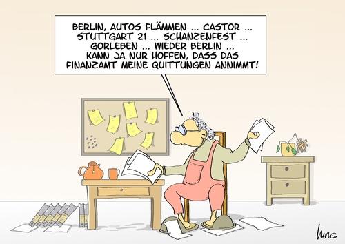 Cartoon: Absetzen (medium) by Marcus Gottfried tagged absetzten,steuer,steuererklärung,geld,staat,finanzamt,finanzen,protest,demonstration,reisekosten,rückerstattung,termine,planung,absetzten,steuer,steuererklärung,geld,staat,finanzamt,finanzen,protest,demonstration,reisekosten,rückerstattung,termine,planung