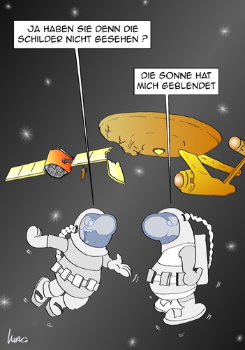 Cartoon: Allunfall (medium) by Marcus Gottfried tagged sterne,unfall,enterprise,raumschiff,raumfahrt,all,weltall,mond,sonne,geblendet,vorfahrt,verkehrsregeln,verkehr,astronaut,raumfahrer,weltall,all,raumfahrt,raumschiff,enterprise,unfall,sterne,mond,sonne,geblendet,vorfahrt,verkehrsregeln,verkehr,astronaut,raumfahrer