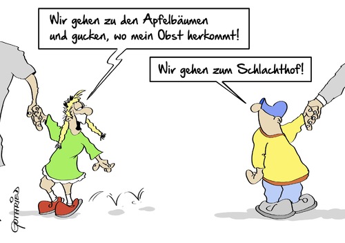 Cartoon: Apfelbaum trifft Schlachthof (medium) by Marcus Gottfried tagged apfelbaum,schlachthof,fleisch,gemüse,veganer,vagan,vegetarier,vegetarisch,fleischlos,wurst,krebs,würstchen,rotes,erziehung,herkunft,freude,unterhaltung,marcus,gottfried,cartoon,karikatur,apfelbaum,schlachthof,fleisch,gemüse,veganer,vagan,vegetarier,vegetarisch,fleischlos,wurst,krebs,würstchen,rotes,erziehung,herkunft,freude,unterhaltung,marcus,gottfried,cartoon,karikatur