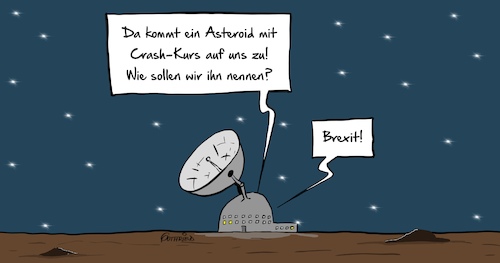 Cartoon: Asteroid (medium) by Marcus Gottfried tagged weltraum,sterne,forschung,forschungslabor,satellit,anzeige,asteroid,crash,kurs,flugbahn,einschlag,england,großbritannien,brexit,europa,freundschaft,marcus,gottfried,cartoon,karikatur,weltraum,sterne,forschung,forschungslabor,satellit,anzeige,asteroid,crash,kurs,flugbahn,einschlag,england,großbritannien,brexit,europa,freundschaft,marcus,gottfried,cartoon,karikatur