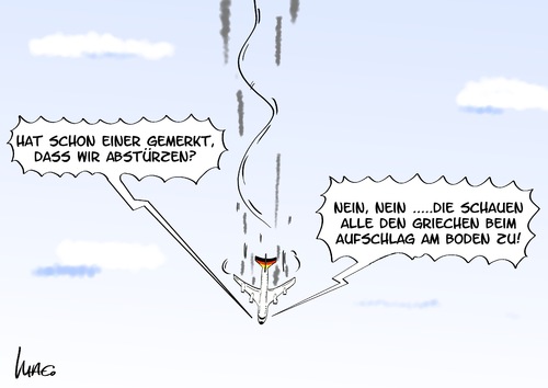 Cartoon: Aufschlag (medium) by Marcus Gottfried tagged europa,absturz,flugzeug,aufschlag,griechenland,euro,geld,finanzkrise,eurobonds,himmel,europa,absturz,flugzeug,aufschlag,griechenland,euro,geld,finanzkrise,eurobonds,himmel