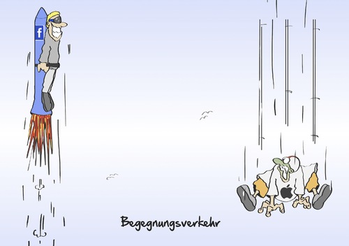 Cartoon: Begegnungsverkehr (medium) by Marcus Gottfried tagged begegnung,apple,facebook,börse,gewinn,dividende,absturz,sturz,niedergang,weg,himmel,stern,netzwerk,user,anhänger,freude,marcus,gottfried,cartoon,karikatur,begegnung,apple,facebook,börse,gewinn,dividende,absturz,sturz,niedergang,weg,himmel,stern,netzwerk,user,anhänger,freude,marcus,gottfried,cartoon,karikatur