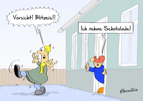 Cartoon: Blitzeis (medium) by Marcus Gottfried tagged wetter,winter,kälte,regen,meteorologen,eis,schnee,blitzeis,schokolade,kinderwunsch,ausrutschen,missverständnis,achtung,vorsicht,freude,marcus,gottfried,cartoon,karikatur,wetter,winter,kälte,regen,meteorologen,eis,schnee,blitzeis,schokolade,kinderwunsch,ausrutschen,missverständnis,achtung,vorsicht,freude,marcus,gottfried,cartoon,karikatur