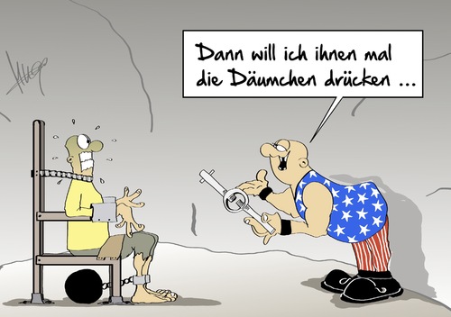 Cartoon: Daumen drücken (medium) by Marcus Gottfried tagged usa,cia,folter,foltergefängnis,gefangene,daumen,drücken,foltermethoden,kette,quetschen,verletzen,obama,bush,regierung,erpressen,krieg,geständnis,waterboarding,streckbank,folterinstrument,marcus,gottfried,cartoons,karikatur,usa,cia,folter,foltergefängnis,gefangene,daumen,drücken,foltermethoden,kette,quetschen,verletzen,obama,bush,regierung,erpressen,krieg,geständnis,waterboarding,streckbank,folterinstrument,marcus,gottfried,cartoons,karikatur