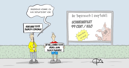 Cartoon: Deplatziert (medium) by Marcus Gottfried tagged tönnies,schwein,fleisch,tierschutz,corona,schlachthof,hunger,tote,tönnies,schwein,fleisch,tierschutz,corona,schlachthof,hunger,tote