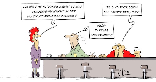 Cartoon: Doktorarbeit (medium) by Marcus Gottfried tagged vorverurteilung,doktorarbeit,nazi,rechts,multikulturell,fremdenhass,fremdenfeindlichkeit,intoleranz,frauenfeindlichkeit,frauenfeindlich,vorverurteilung,doktorarbeit,nazi,rechts,multikulturell,fremdenhass,fremdenfeindlichkeit,intoleranz,frauenfeindlichkeit,frauenfeindlich