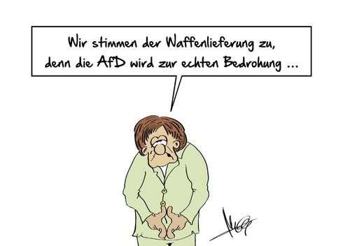 Cartoon: echte Bedrohung (medium) by Marcus Gottfried tagged merkel,berlin,wahl,afd,ukraine,is,isis,waffen,verteidigung,waffenlieferung,schutz,unterstützung,opposition,marcus,gottfried,cartoon,karikatur,merkel,berlin,wahl,afd,ukraine,is,isis,waffen,verteidigung,waffenlieferung,schutz,unterstützung,opposition,marcus,gottfried,cartoon,karikatur