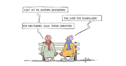 Cartoon: Eisheiligen (medium) by Marcus Gottfried tagged eisheiligen,feiertag,kalender,glaube,heilige,moslem,islam,christ,eisheiligen,feiertag,kalender,glaube,heilige,moslem,islam,christ