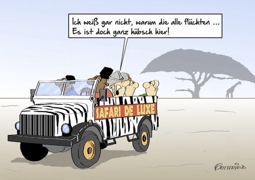 Cartoon: Fluchtgrund (medium) by Marcus Gottfried tagged flucht,armut,afrika,grund,begründung,ansichtssache,beweggrund,auswandern,safari,reichtum,urlaub,ferien,ansicht,nett,hübsch,marcus,gottfried,cartoon,karikatur,flucht,armut,afrika,grund,begründung,ansichtssache,beweggrund,auswandern,safari,reichtum,urlaub,ferien,ansicht,nett,hübsch,marcus,gottfried,cartoon,karikatur