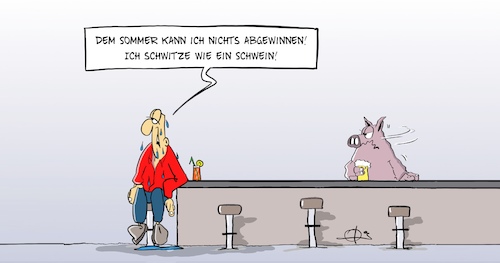 Cartoon: Hitzewelle (medium) by Marcus Gottfried tagged rassismus,schwein,hitze,wärme,sommer,hitzewelle,schwitzen,ferkel,sau,beschimpfen,rassismus,schwein,hitze,wärme,sommer,hitzewelle,schwitzen,ferkel,sau,beschimpfen