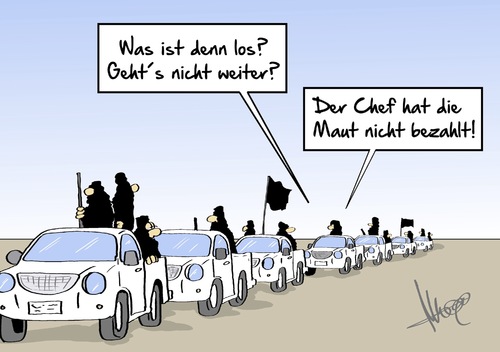 Cartoon: IS Maut (medium) by Marcus Gottfried tagged is,isis,islamischer,staat,angriff,osten,toyota,pickup,highlux,auto,karawane,syrien,irak,verteidigung,glaubenskrieg,marcus,gottfried,cartoon,karikatur,is,isis,islamischer,staat,angriff,osten,toyota,pickup,highlux,auto,karawane,syrien,irak,verteidigung,glaubenskrieg,marcus,gottfried,cartoon,karikatur