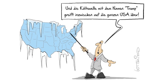 Cartoon: Kältewelle (medium) by Marcus Gottfried tagged eis,schnee,winter,us,usa,trump,kältewelle,westen,wintereinbruch,temperaturen,wettervorhersage,eis,schnee,winter,us,usa,trump,kältewelle,westen,wintereinbruch,temperaturen,wettervorhersage