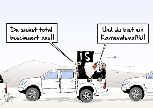 Cartoon: Karnevalsmuffel (medium) by Marcus Gottfried tagged karneval,fünfte,jahreszeit,muffel,anhänger,fan,begeisterung,fastnacht,verkleidung,glauben,islamist,islam,is,islamischer,staat,krieg,syrien,toyota,hilux,pickup,clown,nase,köln,altweiber,marcus,gottfried,cartoon,karikatur,karneval,fünfte,jahreszeit,muffel,anhänger,fan,begeisterung,fastnacht,verkleidung,glauben,islamist,islam,is,islamischer,staat,krieg,syrien,toyota,hilux,pickup,clown,nase,köln,altweiber,marcus,gottfried,cartoon,karikatur