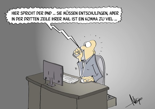 Cartoon: Komma zu viel (medium) by Marcus Gottfried tagged snowden,nsa,usa,deutschland,daten,datenspeicherung,bnd,bundesnachrichtendienst,marcus,gottfried,cartoon,karikatur,echtzeit,abhören,besser,technik,überprüfung,computer,komma,live,entschuldigung,anruf,snowden,nsa,usa,deutschland,daten,datenspeicherung,bnd,bundesnachrichtendienst,marcus,gottfried,cartoon,karikatur,echtzeit,abhören,besser,technik,überprüfung,computer,komma,live,entschuldigung,anruf