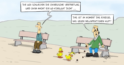 Cartoon: Konsulat (medium) by Marcus Gottfried tagged konsulat,botschaft,usa,china,geschlossen,ausweisung,diplomatie,corona,lockdown,konsulat,botschaft,usa,china,geschlossen,ausweisung,diplomatie,corona,lockdown