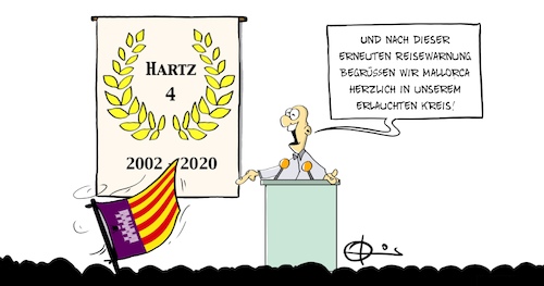 Cartoon: MallorcaHartz (medium) by Marcus Gottfried tagged corona,covid19,spanien,reisewarnung,urlaub,ferien,test,rückreise,infektion,wirtschaft,geld,einkommen,baleareninsel,balearen,corona,covid19,spanien,reisewarnung,urlaub,ferien,test,rückreise,infektion,wirtschaft,geld,einkommen,baleareninsel,balearen