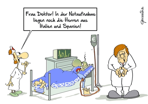 Cartoon: Notaufnahme (medium) by Marcus Gottfried tagged griechenland,spanien,italien,iwf,eu,europa,krise,schulden,krank,krankenhaus,notaufnahme,doktor,merkel,ansturm,kurieren,genesen,gesund,marcus,gottfried,cartoon,karikatur,griechenland,spanien,italien,iwf,eu,europa,krise,schulden,krank,krankenhaus,notaufnahme,doktor,merkel,ansturm,kurieren,genesen,gesund,marcus,gottfried,cartoon,karikatur