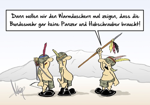 Cartoon: ohne Panzer (medium) by Marcus Gottfried tagged bundeswehr,armee,defekte,defekt,ausfall,material,unfall,panne,schaden,indianer,waffen,waffengewalt,feder,angriff,hubschrauber,panzer,reparatur,einsatz,einsatzbereitschaft,hilfsmittel,marcus,gottfried,cartoon,karikatur,bundeswehr,armee,defekte,defekt,ausfall,material,unfall,panne,schaden,indianer,waffen,waffengewalt,feder,angriff,hubschrauber,panzer,reparatur,einsatz,einsatzbereitschaft,hilfsmittel,marcus,gottfried,cartoon,karikatur