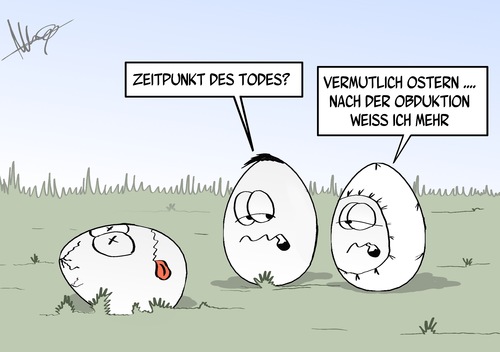 Cartoon: Oster-Obduktion (medium) by Marcus Gottfried tagged tatort,krimi,tv,fernsehen,serie,polizei,kripo,ei,ostern,marcus,gottfried,cartoon,karikatur,verbrechen,tatzeit,obduktion,leichenschau,patologie,tatort,krimi,tv,fernsehen,serie,polizei,kripo,ei,ostern,marcus,gottfried,cartoon,karikatur,verbrechen,tatzeit,obduktion,leichenschau,patologie