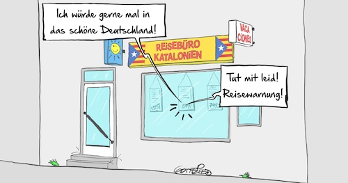 Cartoon: Reisebüro (medium) by Marcus Gottfried tagged katalonien,puigdemont,spanien,europa,haftbefehl,gericht,flucht,festnahmen,marcus,gottfried,cartoon,kariktur,katalonien,puigdemont,spanien,europa,haftbefehl,gericht,flucht,festnahmen,marcus,gottfried,cartoon,kariktur