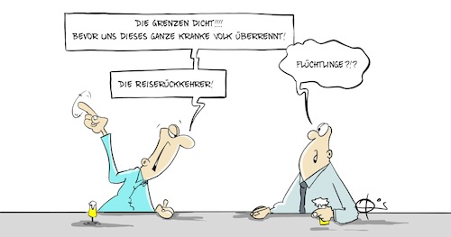 Cartoon: Reiserückkehrer (medium) by Marcus Gottfried tagged covid,corona,infektion,reise,rückkehrer,urlaub,testzentrum,covid,corona,infektion,reise,rückkehrer,urlaub,testzentrum