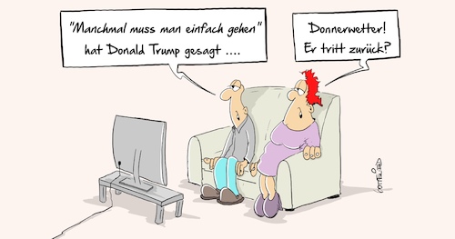 Cartoon: Rücktritt (medium) by Marcus Gottfried tagged rücktritt,kim,trump,vietnam,treffen,abbruch,rücktritt,kim,trump,vietnam,treffen,abbruch