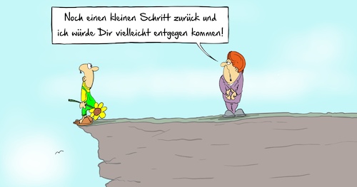 Cartoon: Schritt (medium) by Marcus Gottfried tagged jamaika,koalitionsverhandlung,grüne,fdp,cdu,csu,berlin,regierung,abgrund,merkel,kompromiss,marcus,gottfried,cartoon,karikatur,jamaika,koalitionsverhandlung,grüne,fdp,cdu,csu,berlin,regierung,abgrund,merkel,kompromiss,marcus,gottfried,cartoon,karikatur