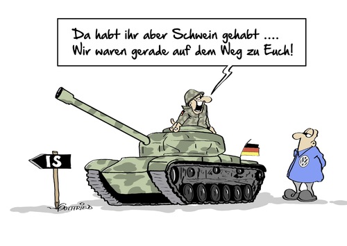 Cartoon: Schwein gehabt (medium) by Marcus Gottfried tagged panzer,angriff,syrien,is,isis,nato,deutschland,ausland,krieg,verteidigung,terror,vw,innenpolitik,außenpolitik,manipulation,abwehr,schwein,glück,marcus,gottfried,cartoon,karikatur,panzer,angriff,syrien,is,isis,nato,deutschland,ausland,krieg,verteidigung,terror,vw,innenpolitik,außenpolitik,manipulation,abwehr,schwein,glück,marcus,gottfried,cartoon,karikatur