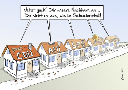 Cartoon: Schweinestall (medium) by Marcus Gottfried tagged schweinestall,kehren,türen,dreck,fingerzeig,probleme,ablenken,misskredit,nachbar,hass,neid,cdu,csu,fdp,grüne,linke,afd,schadenfreude,freude,marcus,gottfried,cartoon,karikatur,schweinestall,kehren,türen,dreck,fingerzeig,probleme,ablenken,misskredit,nachbar,hass,neid,cdu,csu,fdp,grüne,linke,afd,schadenfreude,freude,marcus,gottfried,cartoon,karikatur