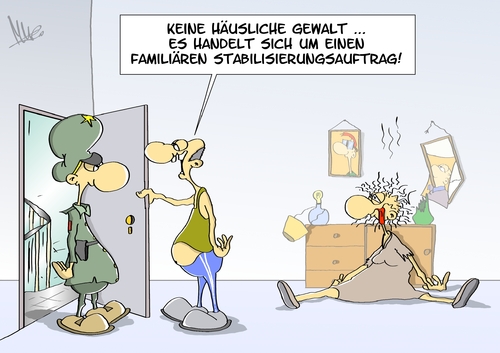 Cartoon: Stabilisierung (medium) by Marcus Gottfried tagged stabilisierungsauftrag,stabil,familie,familienordnung,marcus,gottfried,cartoon,karikatur,gewalt,frau,ehepaar,ehe,wohnung,kontrolle,prügel,schläge,stabilisierungsauftrag,stabil,familie,familienordnung,marcus,gottfried,cartoon,karikatur,gewalt,frau,ehepaar,ehe,wohnung,kontrolle,prügel,schläge