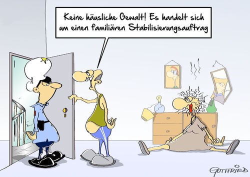 Cartoon: Stabilisierung (medium) by Marcus Gottfried tagged stabilisierung,häusliche,gewalt,ehe,ehemann,ehefrau,beziehungstat,polizei,familie,freunde,marcus,gottfried,cartoon,karikatur,stabilisierung,häusliche,gewalt,ehe,ehemann,ehefrau,beziehungstat,polizei,familie,freunde,marcus,gottfried,cartoon,karikatur