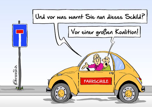 Cartoon: Warnschild (medium) by Marcus Gottfried tagged warnung,warnschild,sackgasse,spd,cdu,koalition,merkel,seehofer,gabriel,fahrschule,interpretation,gefahr,verkehr,strasse,auto,unterricht,lernen,freude,marcus,gottfried,cartoon,karikatur,warnung,warnschild,sackgasse,spd,cdu,koalition,merkel,seehofer,gabriel,fahrschule,interpretation,gefahr,verkehr,strasse,auto,unterricht,lernen,freude,marcus,gottfried,cartoon,karikatur