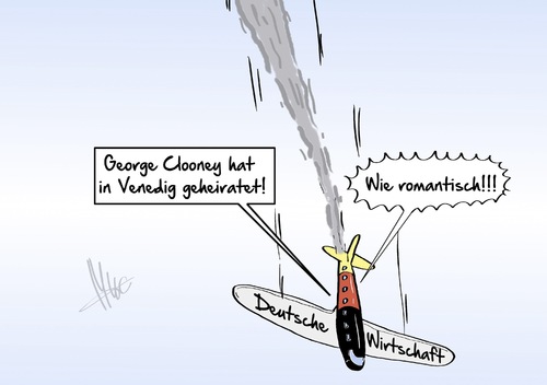 Cartoon: Wirtschaft schmiert ab (medium) by Marcus Gottfried tagged wirtschaft,einnahmen,ausgaben,absturz,deflation,inflation,wachstum,industrie,dienstleistungen,george,clooney,film,schauspieler,filmschauspieler,romantisch,romantik,wahrnehmung,venedig,hochzeit,prioritäten,marcus,gottfried,cartoon,karikatur,wirtschaft,einnahmen,ausgaben,absturz,deflation,inflation,wachstum,industrie,dienstleistungen,george,clooney,film,schauspieler,filmschauspieler,romantisch,romantik,wahrnehmung,venedig,hochzeit,prioritäten,marcus,gottfried,cartoon,karikatur