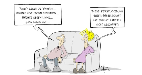 Cartoon: Zerstückelung (medium) by Marcus Gottfried tagged gesellschaft,zerstückelung,hartz,coron,covid,streit,jung,alt,gesellschaft,zerstückelung,hartz,coron,covid,streit,jung,alt