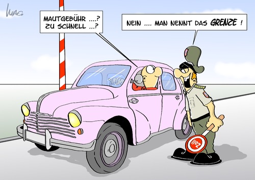 Cartoon: Zoll (medium) by Marcus Gottfried tagged zoll,maut,geschwindigkeit,schengen,schengener,abkommen,grenze,grenzübergang,kontrolle,auto,beamter,zollbeamter,einwanderung,zoll,maut,geschwindigkeit,schengen,schengener,abkommen,grenze,grenzübergang,kontrolle,auto,beamter,zollbeamter,einwanderung,migration,migrant,schleuser,flüchtlinge,asyl