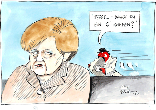 Cartoon: Steuerhinterziehung (medium) by kuefen tagged bundeskanzlerin,merkel,hehler,schweiz,schwarzgeld,bundeskanzlerin,angela merkel,hehler,schweiz,schwarzgeld,angela,merkel