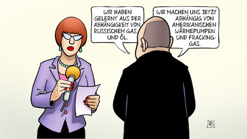 Cartoon: Abhängigkeit (medium) by Harm Bengen tagged abhängigkeit,russisches,gas,oel,usa,wärmepumpen,viessmann,frackinggas,lng,interview,scholz,russland,ukraine,krieg,harm,bengen,cartoon,karikatur,abhängigkeit,russisches,gas,oel,usa,wärmepumpen,viessmann,frackinggas,lng,interview,scholz,russland,ukraine,krieg,harm,bengen,cartoon,karikatur