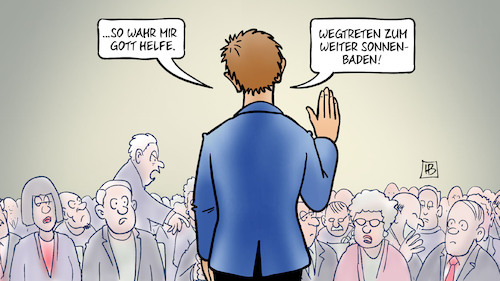 Cartoon: AKK-Vereidigung (medium) by Harm Bengen tagged wegtreten,sonnenbaden,urlaub,bundestag,sondersitzung,kosten,akk,vereidigung,verteidigungsministerin,kramp,karrenbauer,schwören,schwur,harm,bengen,cartoon,karikatur,wegtreten,sonnenbaden,urlaub,bundestag,sondersitzung,kosten,akk,vereidigung,verteidigungsministerin,kramp,karrenbauer,schwören,schwur,harm,bengen,cartoon,karikatur