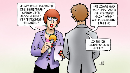 Cartoon: AKK und Macht (medium) by Harm Bengen tagged ministeramt,verteidigungsministerin,akk,kramp,karrenbauer,mao,tse,tung,gewehrlaeufe,putsche,interview,harm,bengen,cartoon,karikatur,ministeramt,verteidigungsministerin,akk,kramp,karrenbauer,mao,tse,tung,gewehrlaeufe,putsche,interview,harm,bengen,cartoon,karikatur