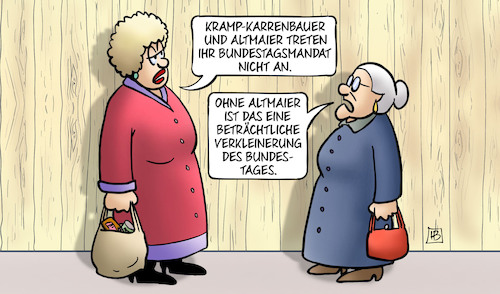 Cartoon: Altmaier-Mandat (medium) by Harm Bengen tagged kramp,karrenbauer,altmaier,bundestagsmandat,verkleinerung,bundestag,cdu,jutta,susemil,zaun,saarland,harm,bengen,cartoon,karikatur,kramp,karrenbauer,altmaier,bundestagsmandat,verkleinerung,bundestag,cdu,jutta,susemil,zaun,saarland,harm,bengen,cartoon,karikatur