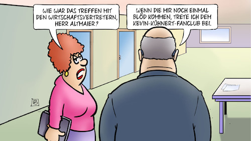 Cartoon: Altmaier und Wirtschaftskritik (medium) by Harm Bengen tagged altmaier,wirtschaftsminister,kritik,treffen,mit,wirtschaftsvertreter,kevin,kuehnert,fanclub,harm,bengen,cartoon,karikatur,altmaier,wirtschaftsminister,kritik,treffen,mit,wirtschaftsvertreter,kevin,kuehnert,fanclub,harm,bengen,cartoon,karikatur