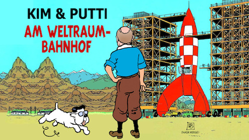 Cartoon: Am Weltraumbahnhof (medium) by Harm Bengen tagged kim,putti,weltraumbahnhof,herge,tim,struppi,tintin,waffen,raketen,deal,jong,un,nordkorea,reise,wladiwostok,russland,ukraine,krieg,harm,bengen,cartoon,karikatur,kim,putti,weltraumbahnhof,herge,tim,struppi,tintin,waffen,raketen,deal,jong,un,nordkorea,reise,wladiwostok,russland,ukraine,krieg,harm,bengen,cartoon,karikatur