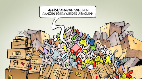 Cartoon: Amazon-Gewinn (medium) by Harm Bengen tagged alexa,amazon,gewinn,steigerung,dreck,abholen,muell,klimawandel,co2,umwelt,harm,bengen,cartoon,karikatur,alexa,amazon,gewinn,steigerung,dreck,abholen,muell,klimawandel,co2,umwelt,harm,bengen,cartoon,karikatur