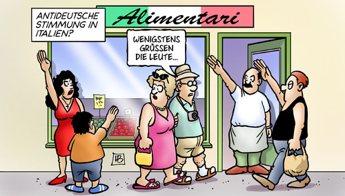 Cartoon: Antideutsch (medium) by Harm Bengen tagged italien,antideutsch,bundesrepublik,monti,zeitungen,meinung,eurokrise,staatsverschuldung,grüssen,urlauber,touristen,antideutsch,bundesrepublik,italien,monti,zeitungen,meinung,staatsverschuldung,grüssen,urlauber,touristen