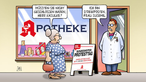 Cartoon: Apotheken-Streik (medium) by Harm Bengen tagged streik,aktionstag,protest,streikposten,arzneimittel,engpass,medikament,apotheke,susemil,harm,bengen,cartoon,karikatur,streik,aktionstag,protest,streikposten,arzneimittel,engpass,medikament,apotheke,susemil,harm,bengen,cartoon,karikatur