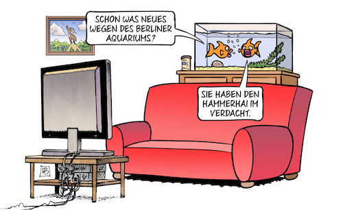 Cartoon: Aqua-Dom (medium) by Harm Bengen tagged neues,berliner,aquarium,aqua,dom,fische,hammerhai,verdacht,hotel,unglück,unfall,tv,sofa,harm,bengen,cartoon,karikatur,neues,berliner,aquarium,aqua,dom,fische,hammerhai,verdacht,hotel,unglück,unfall,tv,sofa,harm,bengen,cartoon,karikatur