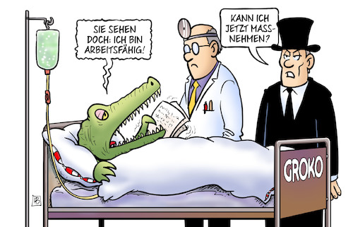 Cartoon: Arbeitsfähig (medium) by Harm Bengen tagged arbeitsfähig,krankenhaus,arzt,bestatter,groko,spd,csu,cdu,harm,bengen,cartoon,karikatur,arbeitsfähig,krankenhaus,arzt,bestatter,groko,spd,csu,cdu,harm,bengen,cartoon,karikatur